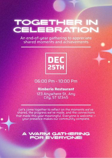Purple and Orange Holographic Appreciation Event Invitation