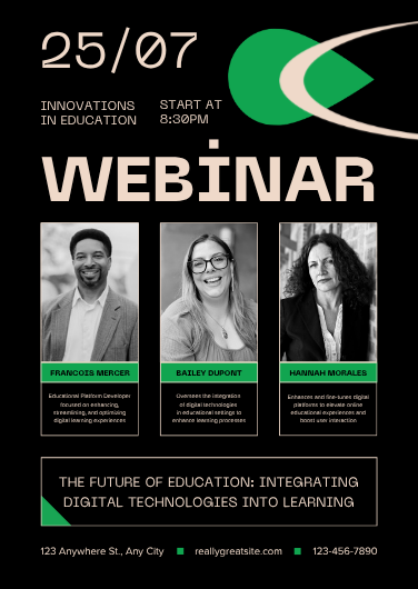Modern Black and Green Business Webinar Invitation