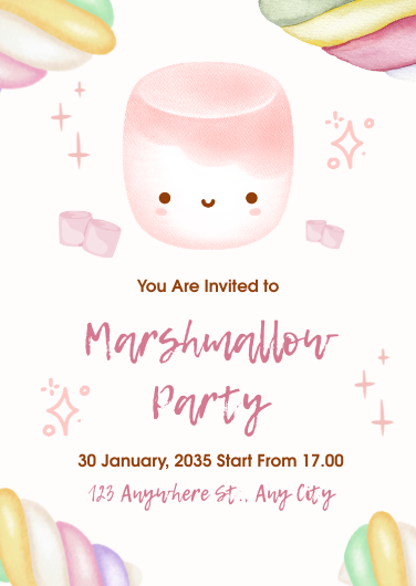 Pink Pastel Marshmallow Party Invitation Template