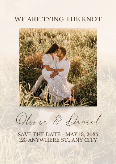 Beige and Brown Romantic Save the Date Invitation Template