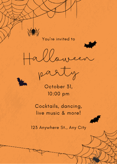 Orange and Black Modern Halloween Party Invitation
