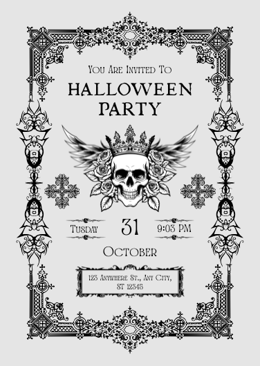 Black and White Vintage Halloween Party Invitation