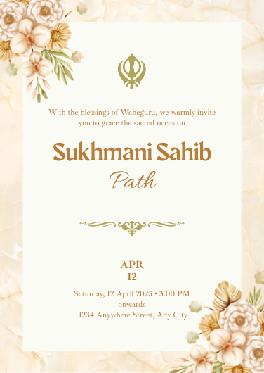 Traditional Sukhmani Sahib Path Invitation Design