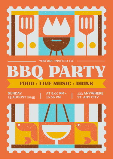 Editable Geometric BBQ Party Invitation Template