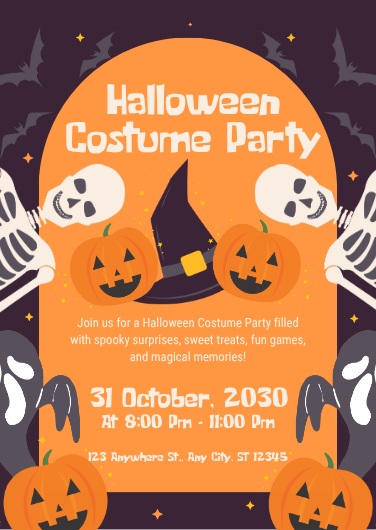 Orange and Black Playful Halloween Party Invitation