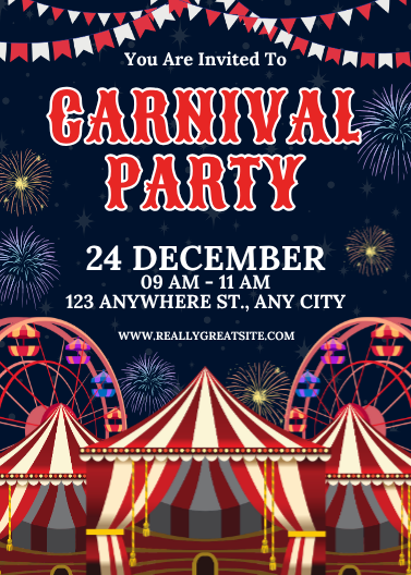 Red and White Illustrative Carnival Party Invitation