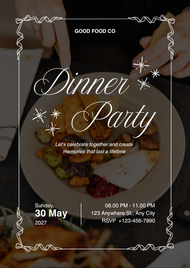 White and Black Elegant Dinner Party Invitation Template