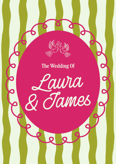Green and Pink Retro Coquette Dopamine Wedding Invitation