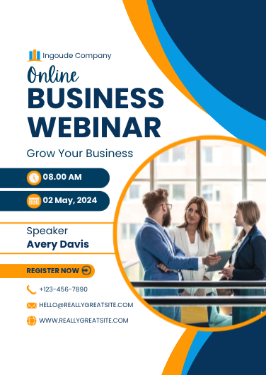 Modern Blue and Orange Business Webinar Invitation