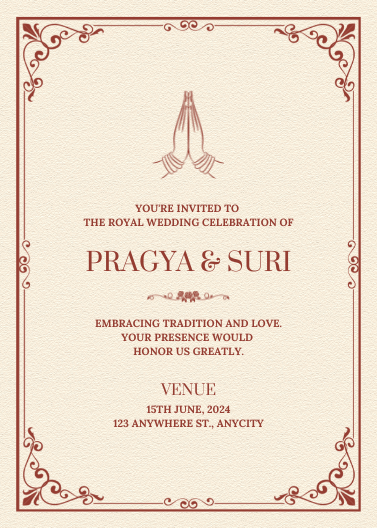 Elegant Beige and Brown Vintage Wedding Invitation