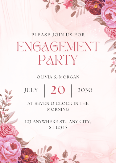 Pink and White Floral Engagement Party Invitation Design