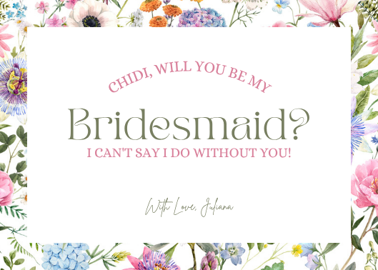 Vibrant Floral Bridesmaid Proposal Card Template
