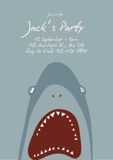 Editable Shark Theme Birthday Party Invitation Template