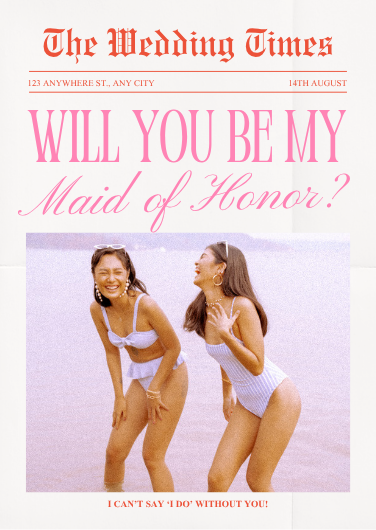 Retro Pink Newspaper Bridesmaid Proposal Template