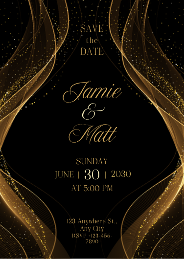 Elegant Black and Gold Save the Date Invitation Template