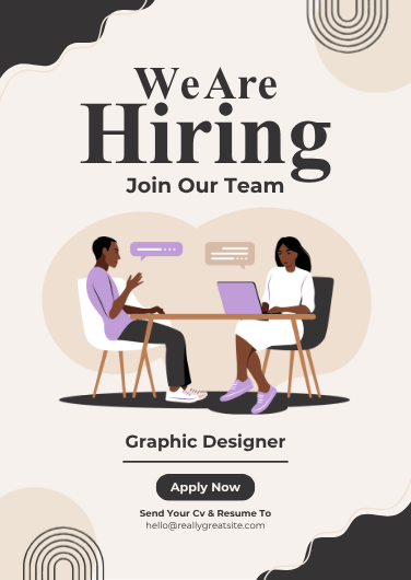 Beige and Cream Illustrative We Are Hiring Poster