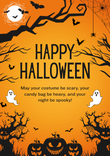 Orange and Black Spooky Happy Halloween Invitation