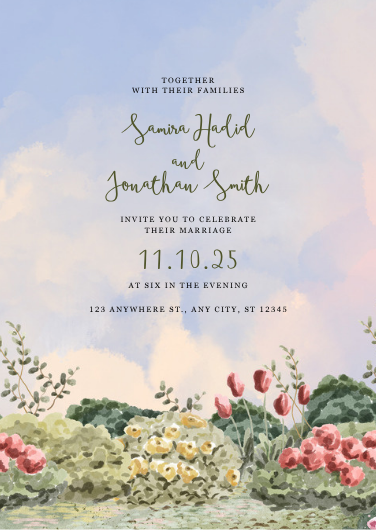 Dreamy Watercolor Floral Garden Wedding Invitation