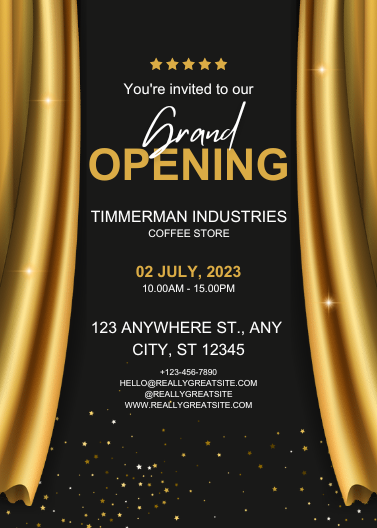 Black and Gold Luxury Grand Opening Invitation Template