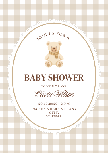 Beige Traditional Baby Shower Invitation Template