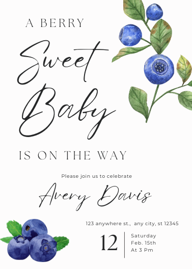 Berry Sweet Baby Shower Invitation Template