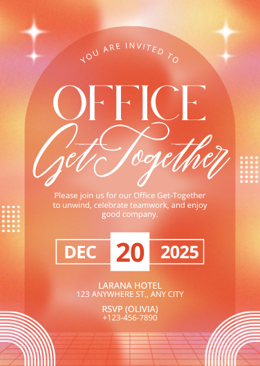 Orange Gradient Aesthetic Office Get Together Invitation