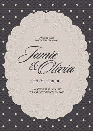Black and White Polka Dot Wedding Invitation Template
