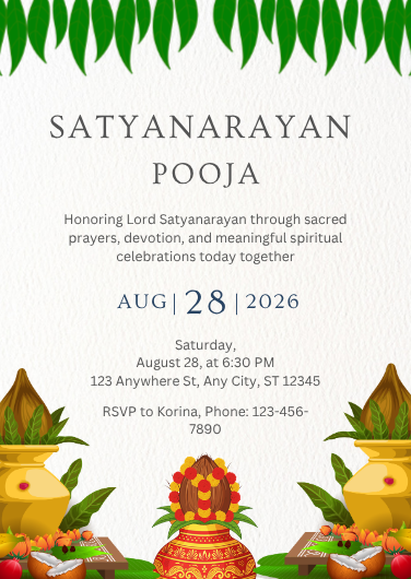Traditional Satyanarayan Pooja Invitation Template