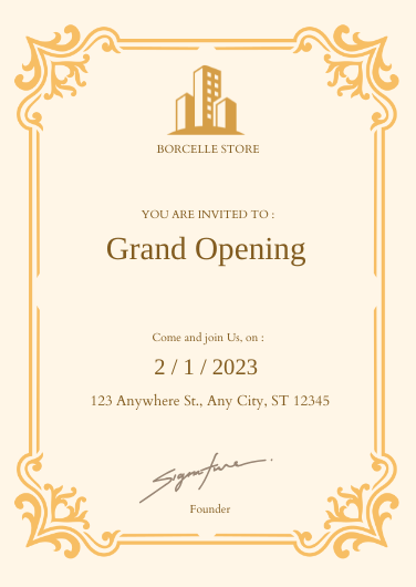 Beige Modern Grand Opening Store Invitation Template