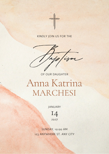 Simple Watercolor and Elegant Modern Baptism Invitation