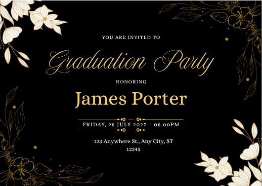 Black and Gold Graduation Party Invitation Template