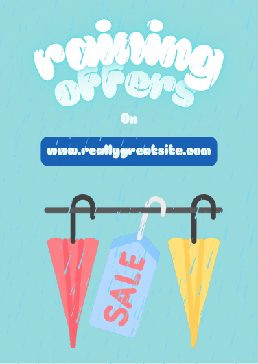 Blue, Red, and Yellow Playful Rainy Day Sale Design