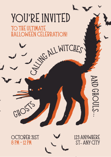 Black and Orange Vintage Halloween Party Invitation