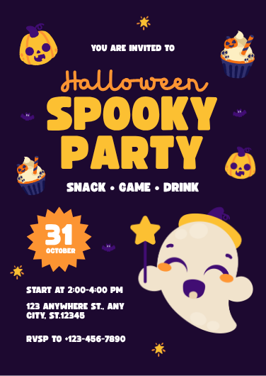 Playful Halloween Spooky Party Invitation Template
