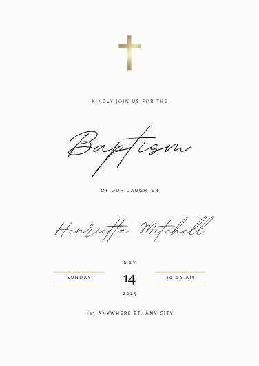 Elegant Minimalist Baptism Invitation Template