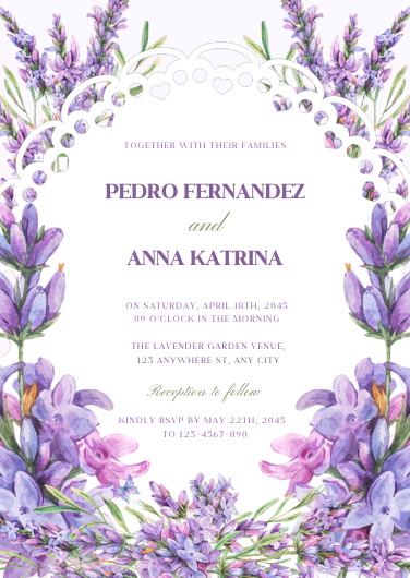 White and Purple Watercolor Floral Wedding Invitation