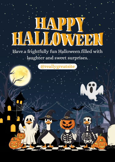 Navy & Black Cute Duck Halloween Invitation Template
