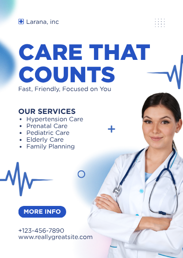 Simple Blue and White Medical Center Invitation Design