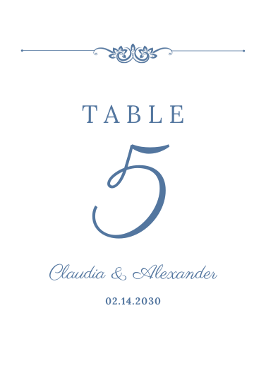 Elegant Blue and White Wedding Table Number Template