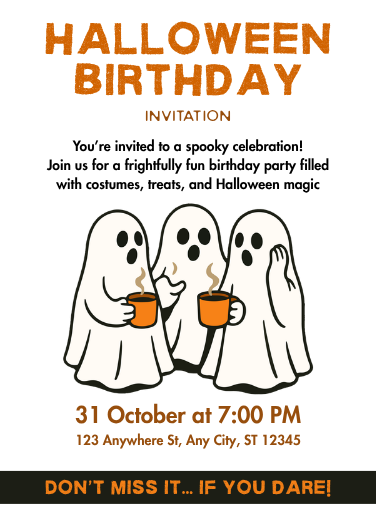 Orange & Black Playful Halloween Birthday Invitation