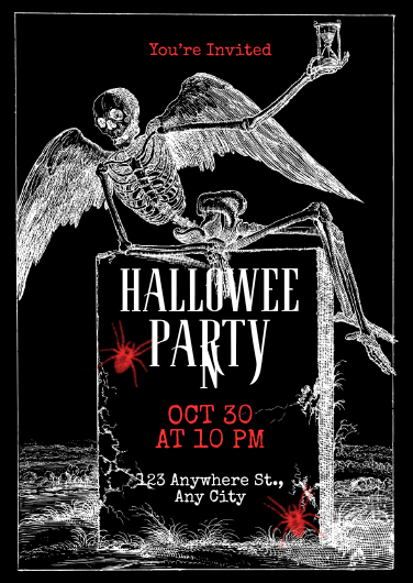 Black and Red Grunge Halloween Party Invitation