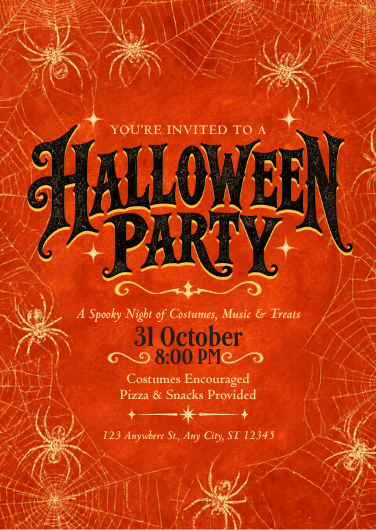 Orange and Black Spooky Halloween Party Invitation
