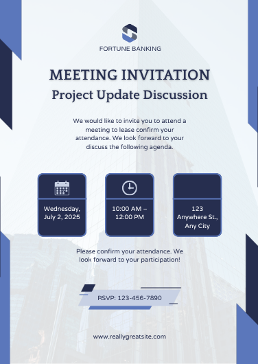 Blue and Gray Corporate Project Update Invitation Design