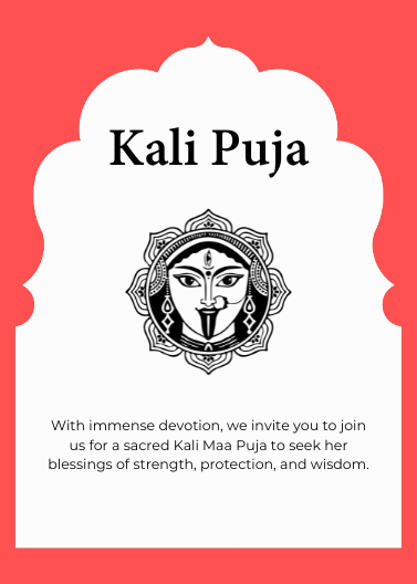 Black and White Kali Puja Invitation