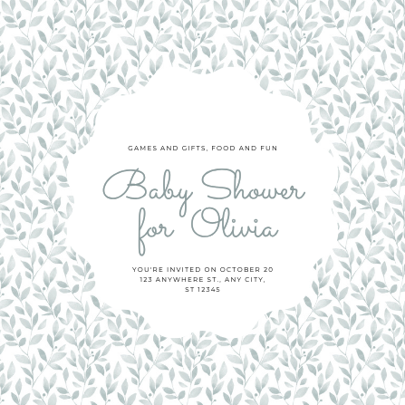 Elegant White and Green Baby Shower Invitation