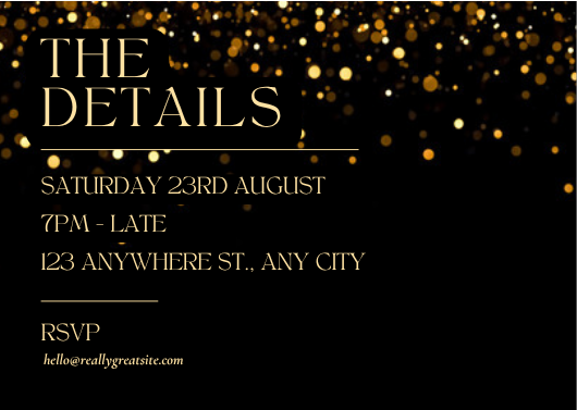 Black and Gold Glitter 60th Birthday Invitation