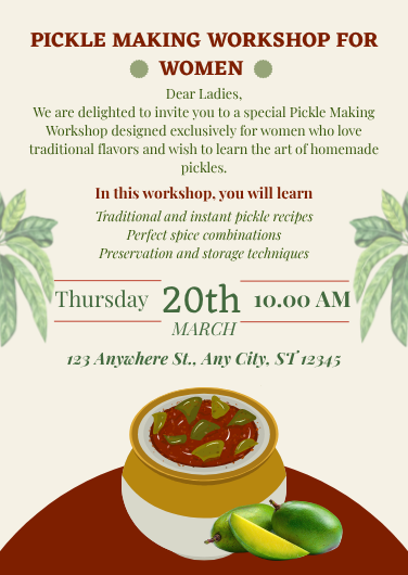 Traditional Pickle Making Workshop Invitation Template