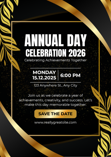Black & Gold Elegant Annual Day Invitation Template