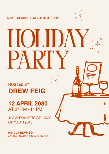 Simple Orange Holiday Party Invitation Design