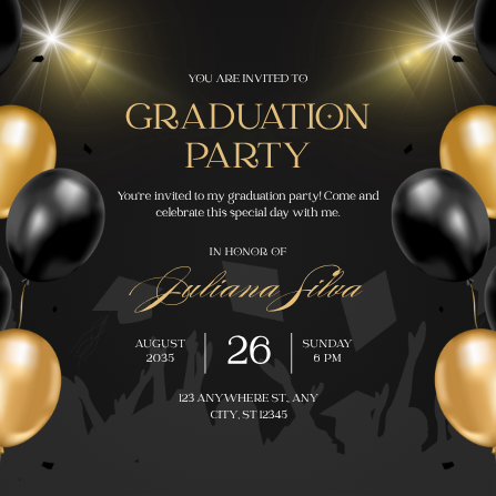 Elegant Black and Gold Graduation Party Invitation